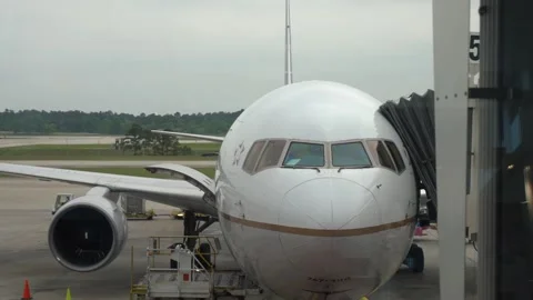 Static Shot of Airplane Parked at Gate in Chili Stock Footage 219244824