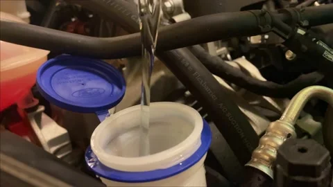 Static shot of antifreeze being poured into the window washer fluid pipes 動画素材 229220309