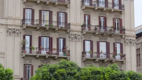 Static shot of Balconies in Palermo, Sicily Stock Footage 88612682