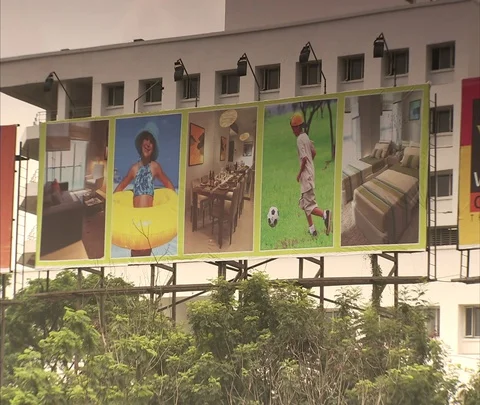 Static shot of billboard for new development. Stock Footage 86742631