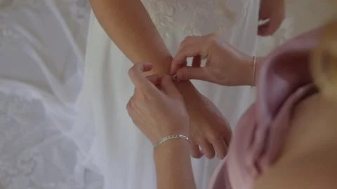 Static Shot Bride Getting Bracelet Fastened Wedding Preparation Stock Footage 334803329