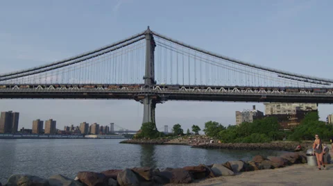Static shot of Bridge in New York City. Stock Footage 37708923