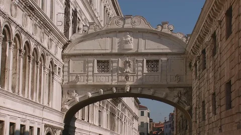 Static shot of The Bridge of Sighs , Doges Palace,Venice, Veneto, Italy Stock Footage 74550433