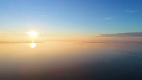 Static shot on bright sunset over the ocean Video stock 155463625