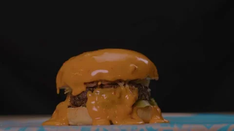 Static shot of a burger with melting cheese Stock Footage