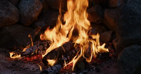 Static shot of a campfire burning. Stock Footage 112112742