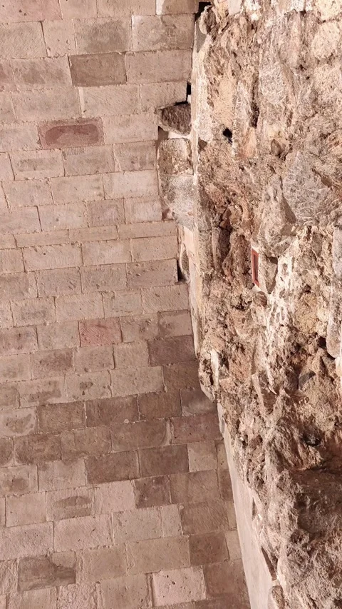 Static shot capturing a pigeon in mid-flight against a backdrop of ancient stone Vídeos de archivo 334239011