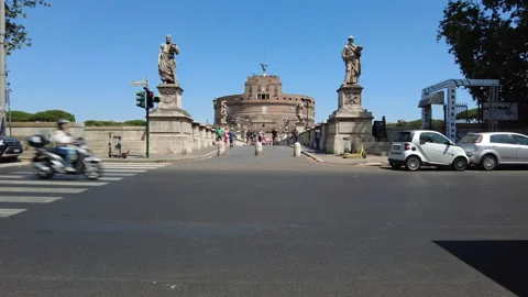 Static shot of Castel Sant'Angelo, an ancient fortress in the centre of Rome Stock Footage 157633134