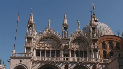 Static shot of the Cathedral Basilica of Saint Mark, Venice, Veneto, Italy Stock Footage 74550571