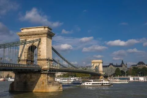 Static shot of the Chain Bridge in Budapest Stock Photos