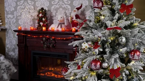 Static shot of Christmas tree Stock Footage 112008431