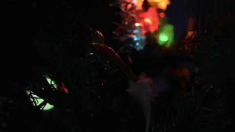 Static shot of Christmas tree ornament and lights Stock Footage 147548587