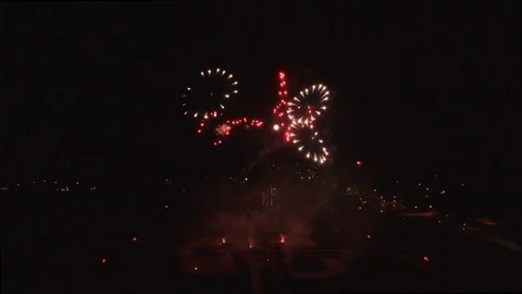 Static shot with circle fireworks center Stock Footage 90256745