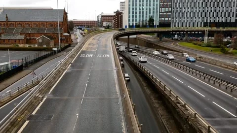 Static shot of the city with moving traffic Stock Footage 171799337