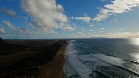 Static shot of coastline and clouds, aerial over Kauai, Hawaii Stock Footage 108352177