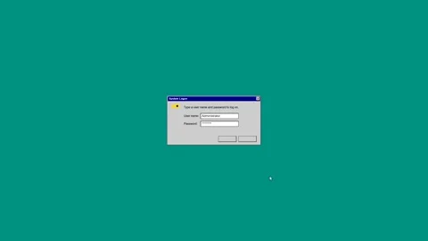 Static shot of computer login window on green desktop Stock Footage 346837904