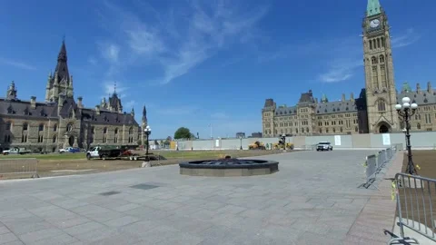 Static shot Eternal Flame West Block Parliament building 4K Stock Footage 134582601