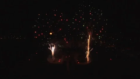 Static shot with fireworks center Stock Footage 90256392