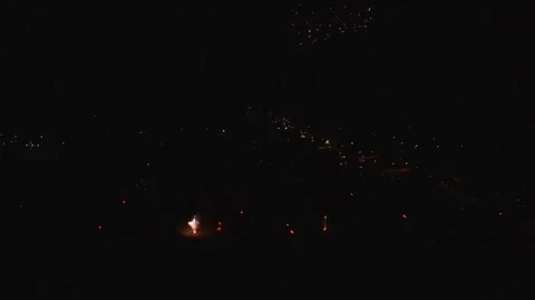 Static shot with fireworks center Stock Footage 90256396