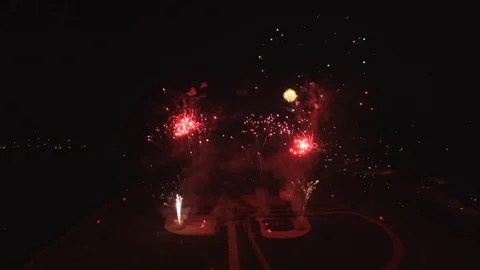 Static shot with fireworks center Stock Footage 90256436