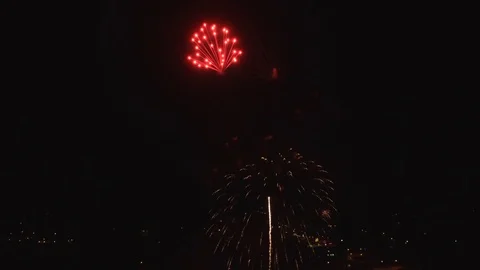 Static shot with fireworks center Stock Footage 90256439