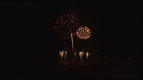 Static shot with fireworks center Stock Footage 90256456