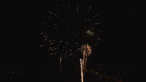 Static shot with fireworks center Stock Footage 90256463