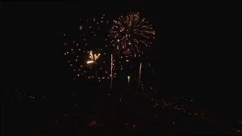 Static shot with fireworks center Stock Footage 90256701