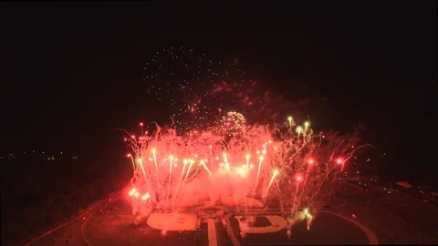Static shot with fireworks center Stock Footage 90304527