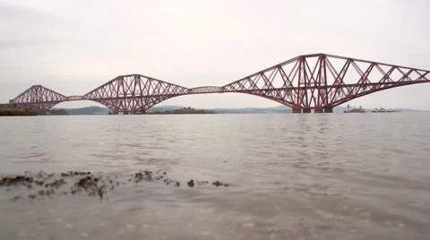 Static shot of Firth of Forth with Forth Rail Bridge in background  Video stock 56941413