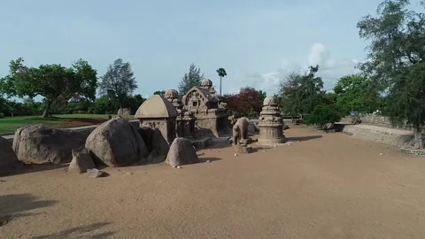A static shot of Five Rathas at Reddiarpaleyam in Puducherry, India 動画素材 149361153