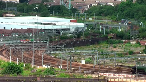Static Shot of the Flying Scotsman 60103 Steam Train Departing Leeds Stock Footage 112171541