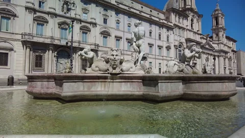 Static shot, Fountain of the Moor, Piazza Navona, Rome Stock Footage 157697053