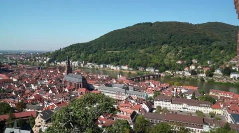 Static shot of Heidelberg and Neckar Bridge Stock Footage 68495441
