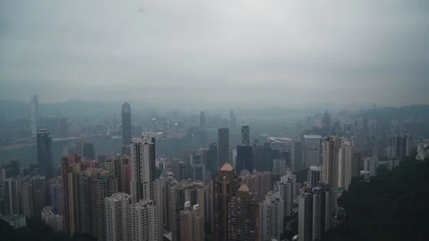 Static shot of Hong Kong from the mountain Stock Footage 100439593