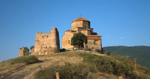 Static shot of Jvari Monastery, a 6th century Georgian Orthodox monastery Stock Footage 104251081