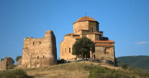 Static shot of Jvari Monastery, a 6th century Georgian Orthodox monastery  Stock Footage 104252734