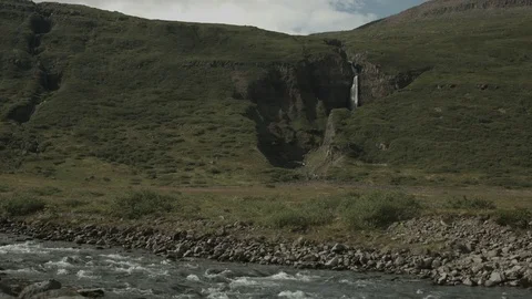 Static shot of Landscape on ICELAND #6 Mountains and river Stock Footage 82364155
