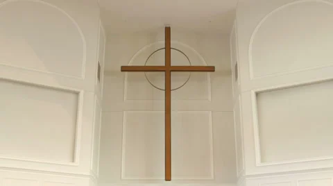 Static shot of large cross hanging in a church 스톡 동영상 35401354