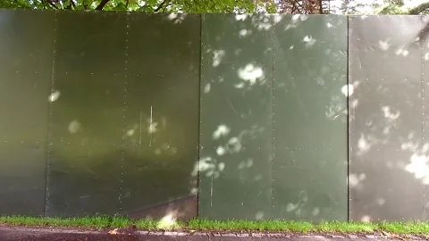 Static shot of light reflecting on wall through trees. Stock Footage 200200854