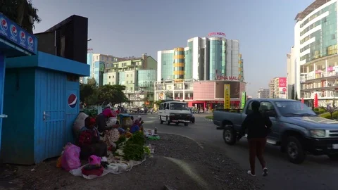 Static shot of local Ethiopian local women vendors, Addis Ababa, Ethiopia. Stock Footage 81563926