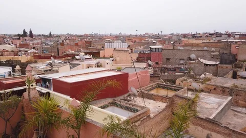 Static Shot of Marrakech Rooftops at Sunset Video stock 104107841