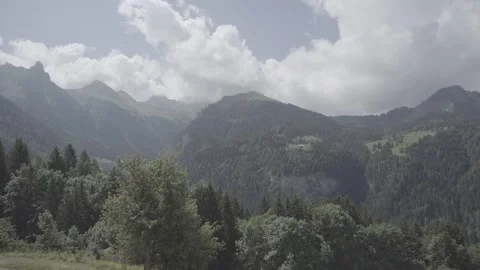 Static Shot of Mountains view, cloudy sky, 4K, Log Stock Footage 241029126