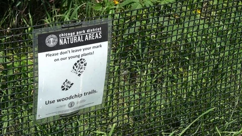 STATIC SHOT OF NATURE AREAS TRAIL SIGH Stock Footage 106126921