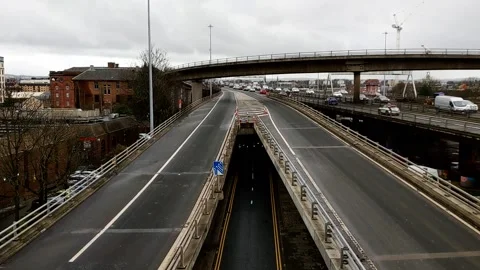 Static shot of opening on a highway bridge Video stock 171799322