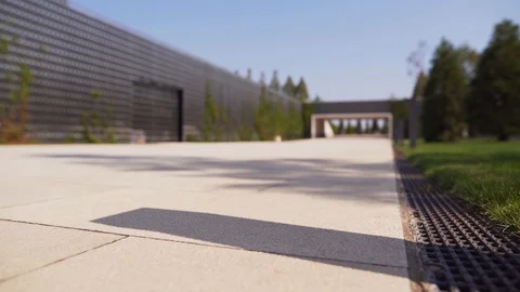 A static shot out of focus - a slender girl riding an electric scooter rides by Stock Footage 116469832