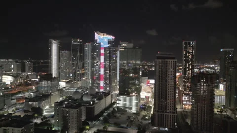 Static shot over Miami USA digital Flag Stock Footage 280773182