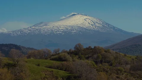 A Static shot over Mount Etna Stock Footage 88492343