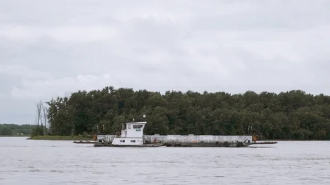 Static Shot of Passenger Ferry On Mississippi River 4k Stock Footage