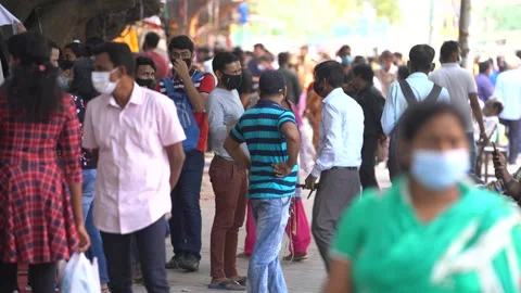 Static shot of people buying clothes in Janpath at New Delhi, India Stock Footage 166345248